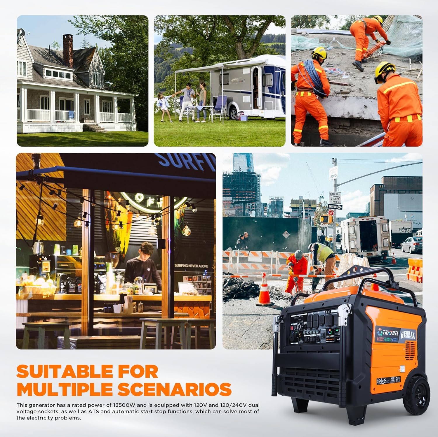 GENMAX GM17000iETC Inverter Generator with 2 wire auto start / stop (TRI FUEL)