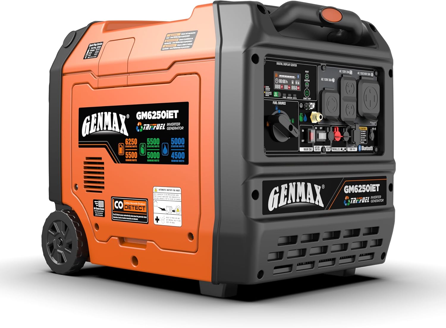 GENMAX 6250w Tri-Fuel Inverter Generator 2-Wire Auto Start/Stop, Bluetooth APP Control
